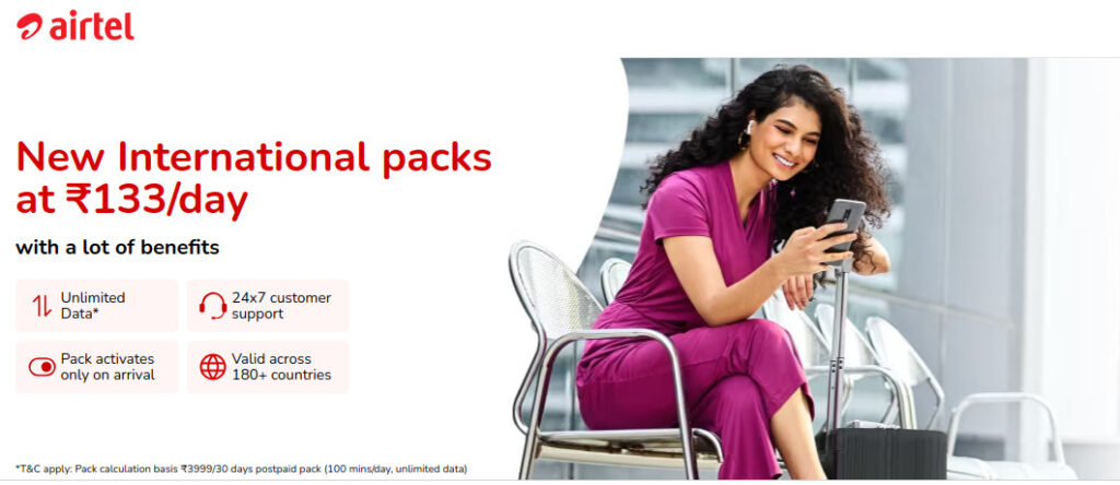 Airtel Announces Roaming Plans Starting at Rs. 133 per Day with Access to 184 Countries