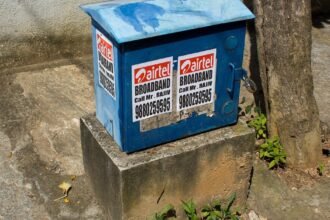 Airtel broadband box on a street