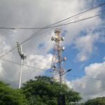 BSNL telecom tower near a telephone exchange
