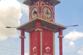 Airtel-branded clock tower