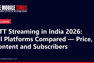 The Mobile Times headline card: OTT Streaming in India 2026: All Platforms Compared — Price, Content and Subscribers
