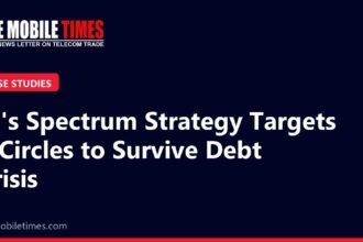 The Mobile Times headline card: Vi's Spectrum Strategy Targets 8 Circles to Survive Debt Crisis